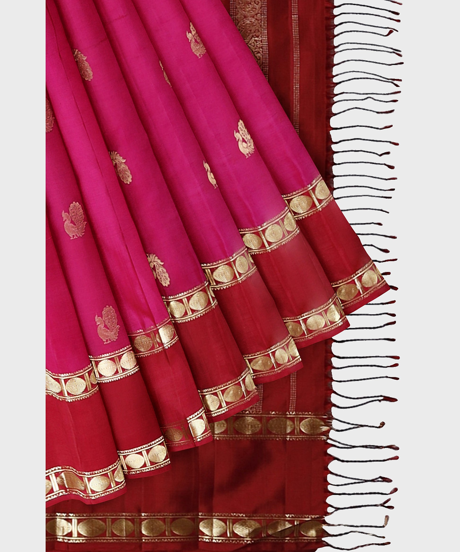 Rudrakshi Pure Silk Handloom Saree - Pink freeshipping - Shreni Samudaya