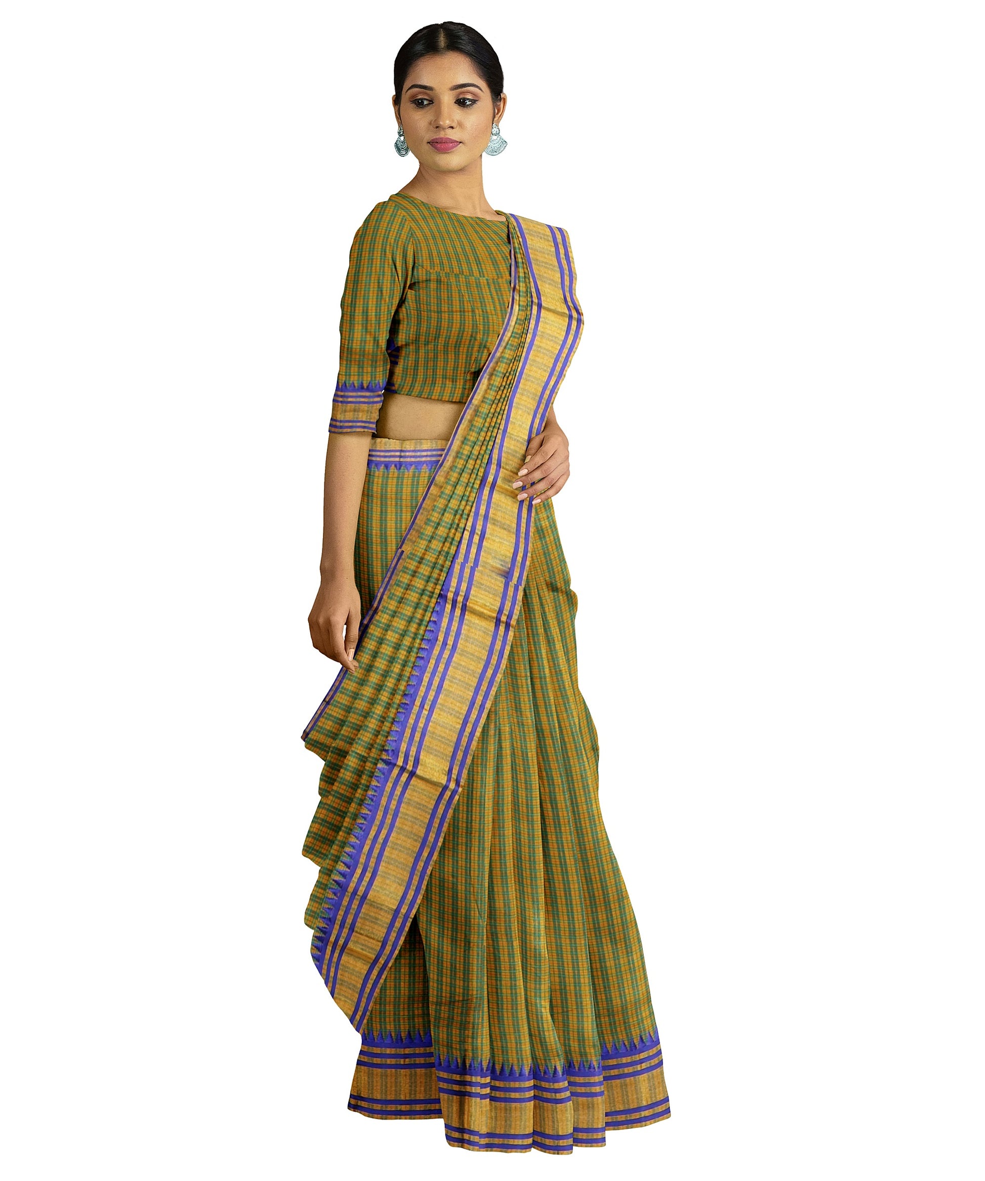 Uppada Black Silver small checks silk saree | Saree blouse designs, Checks  saree, Pattu saree blouse designs