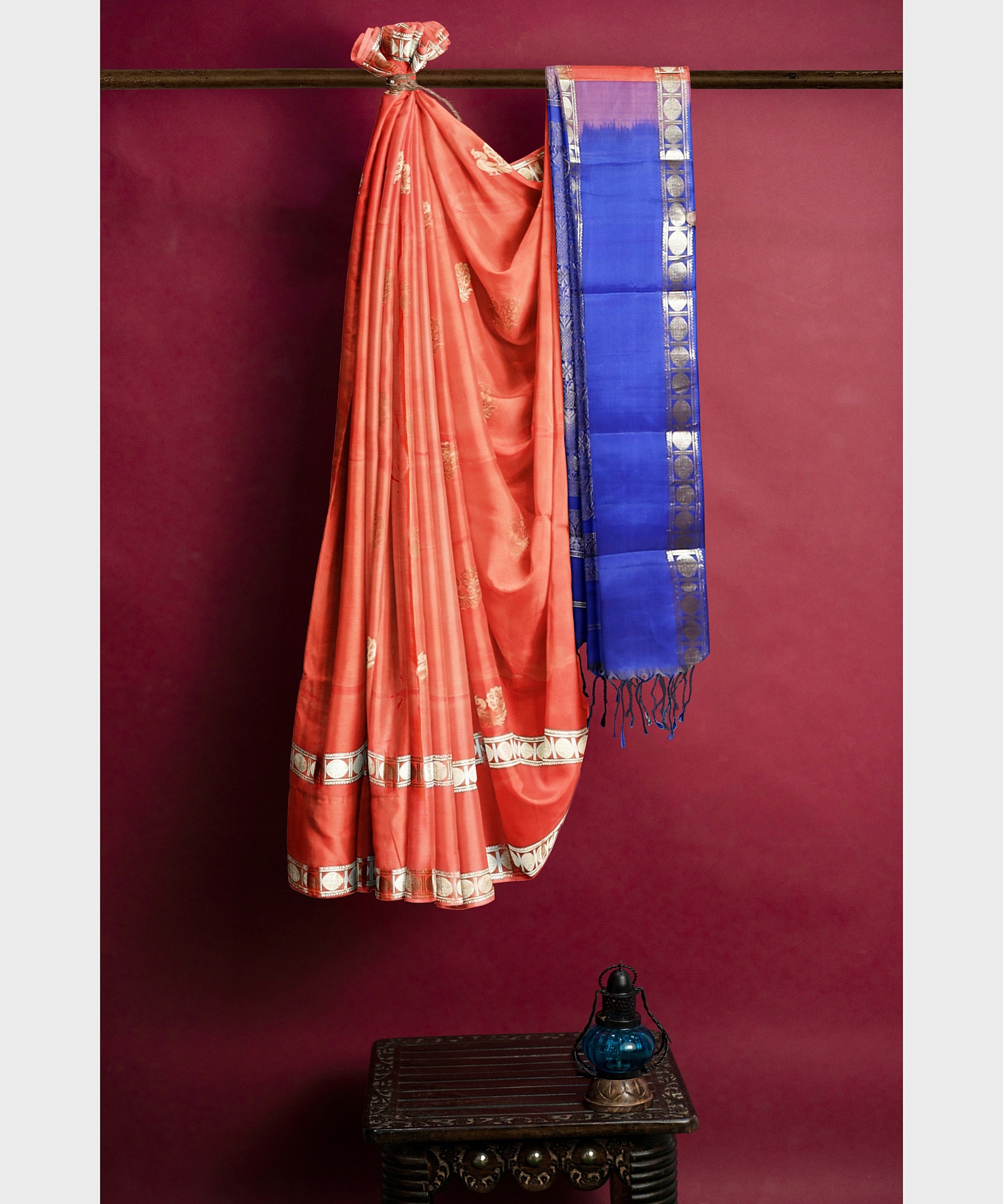 Rudrakshi Pure Silk Handloom Saree - Peach freeshipping - Shreni Samudaya