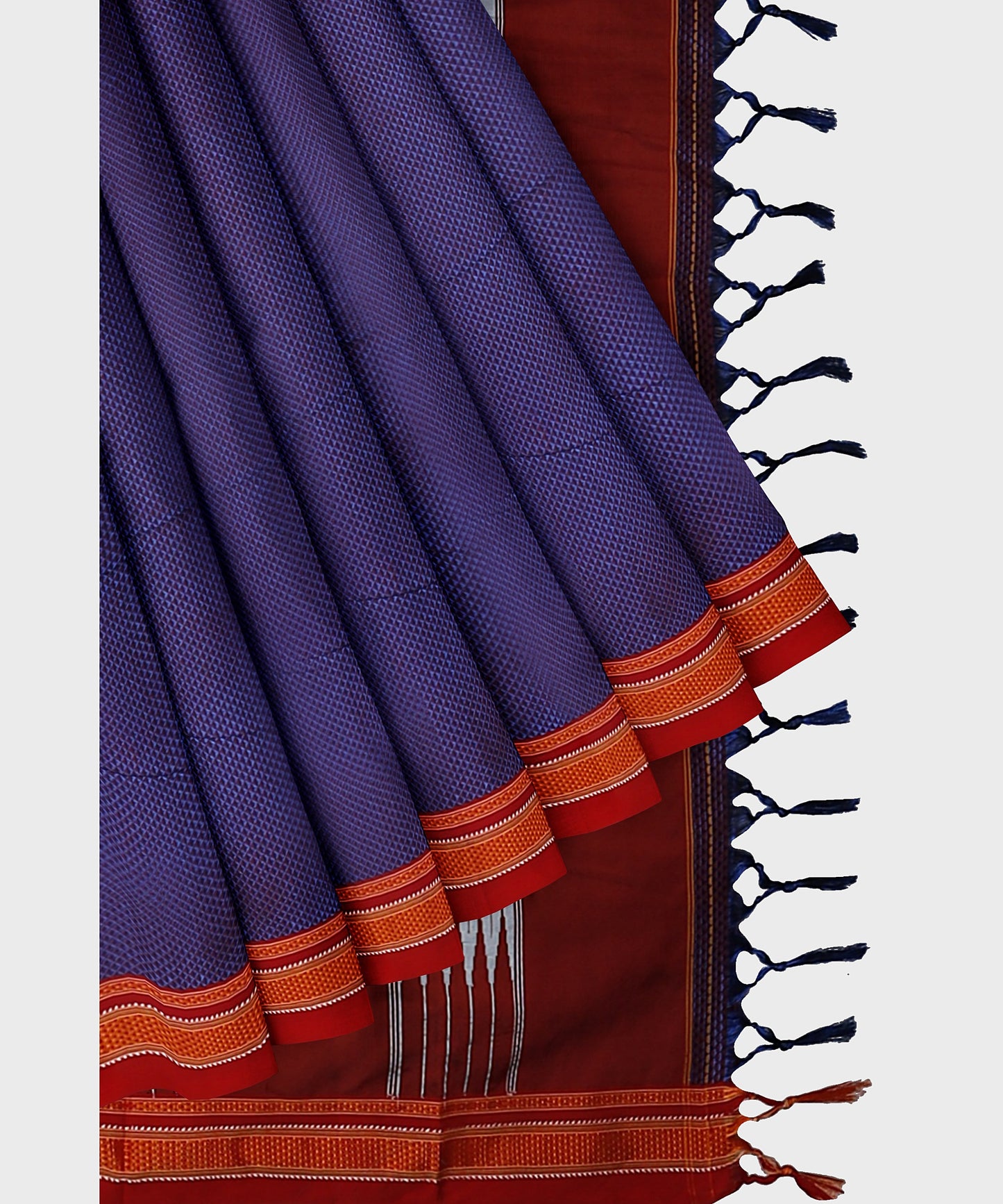 Traditional Khana Saree - Violet with Red and orange Border freeshipping - Shreni Samudaya
