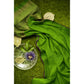 Maya - Green body with purple thin border and stripped Pallu Pure Cotton Handloom saree
