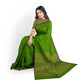 Maya - Green body with purple thin border and stripped Pallu Pure Cotton Handloom saree
