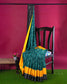 Ikat Mercerised Cotton Saree - Green body with Yellow and black border