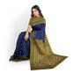 Ikat Mercerised Cotton Saree - Dark Blue body with Mehandi Green Pallu and Border