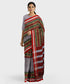 Traditional Khana Saree with Multicolour Motif Strip Border - Metallic Lavender freeshipping - Shreni Samudaya