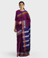 Traditional Khana Saree - Metallic Purple Woven Body with Black and White Patti Design and Blue Border freeshipping - Shreni Samudaya