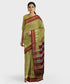 Traditional Khana Saree - Dull Gold Woven Body with Maroon Patti Design and Maroon Border freeshipping - Shreni Samudaya