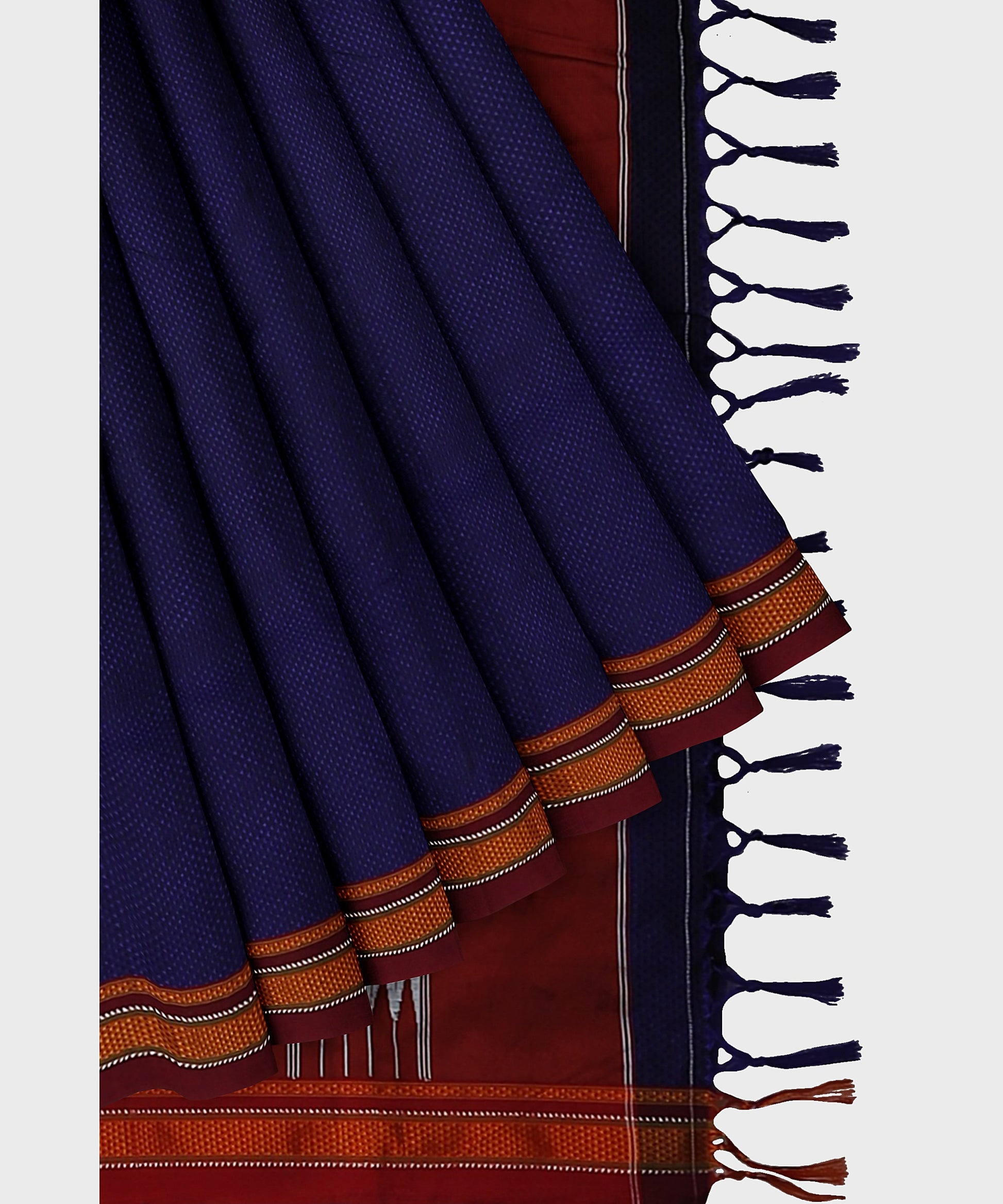 Traditional Khana Saree - Blue with Magenta and white Border freeshipping - Shreni Samudaya