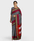 Traditional Khana Saree - Silver Woven Body with Pink Patti Design and Red Border freeshipping - Shreni Samudaya