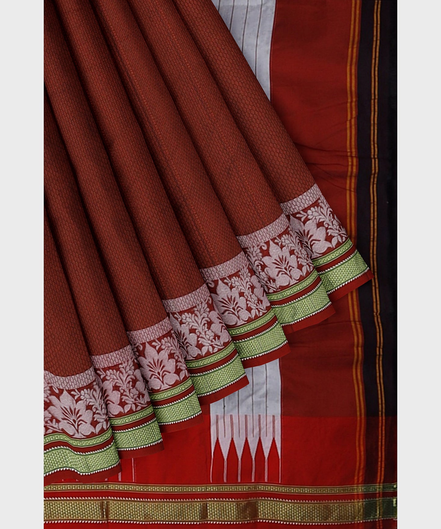 Traditional Khana Saree - Maroon Woven Body with Red and Silver Patti Design and Red Border freeshipping - Shreni Samudaya