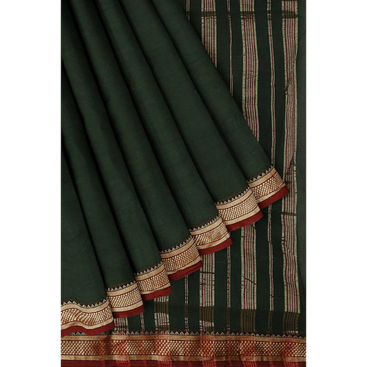 Prasa - Pure Cotton Saree - Mehandi Green