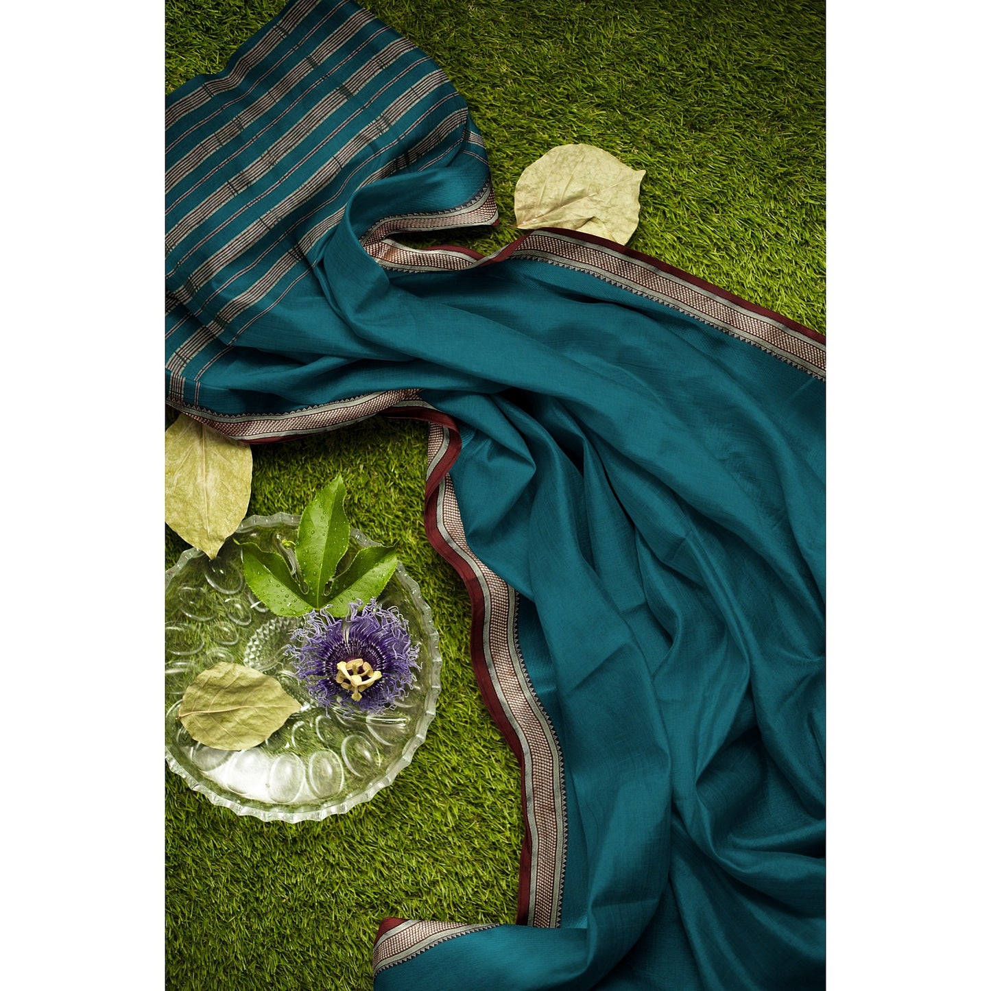 Prasa - Pure Cotton Saree - Teal Green