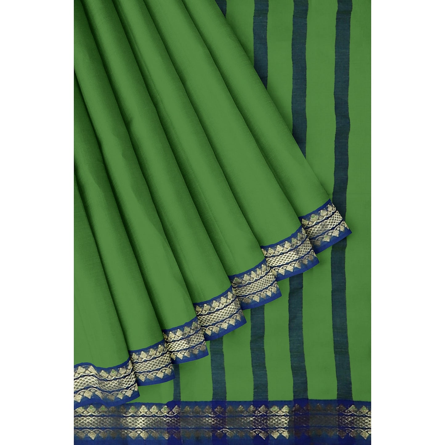 Triveni - Pure Cotton Saree - Green