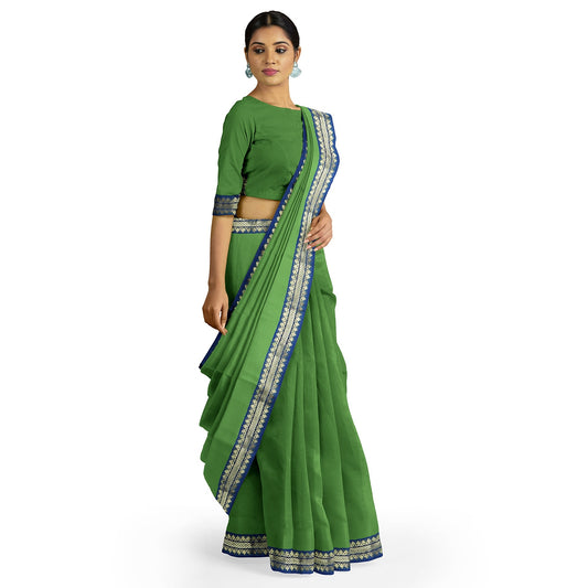 Triveni - Pure Cotton Saree - Green