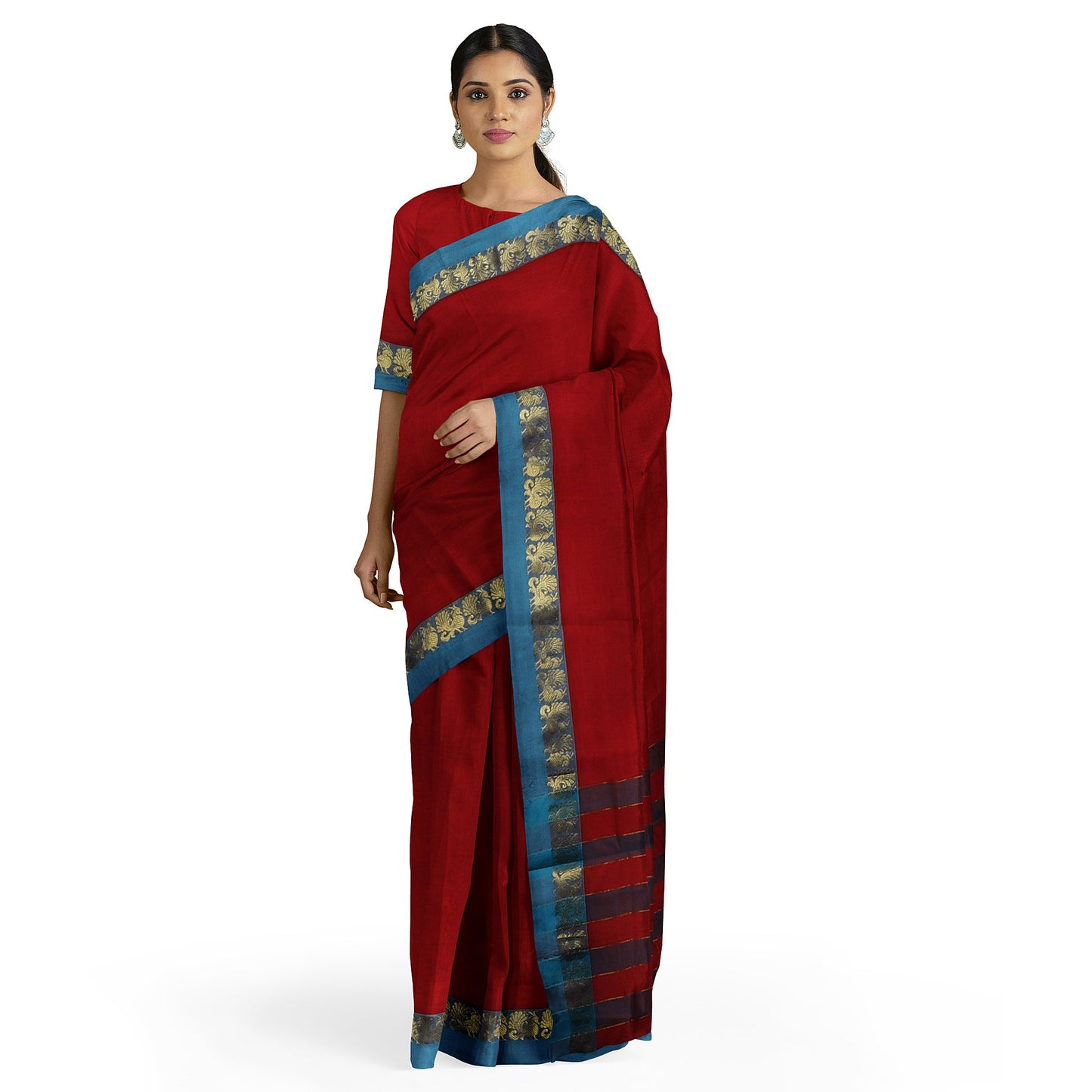 Madhuri - Pure Cotton Saree - Deep Red