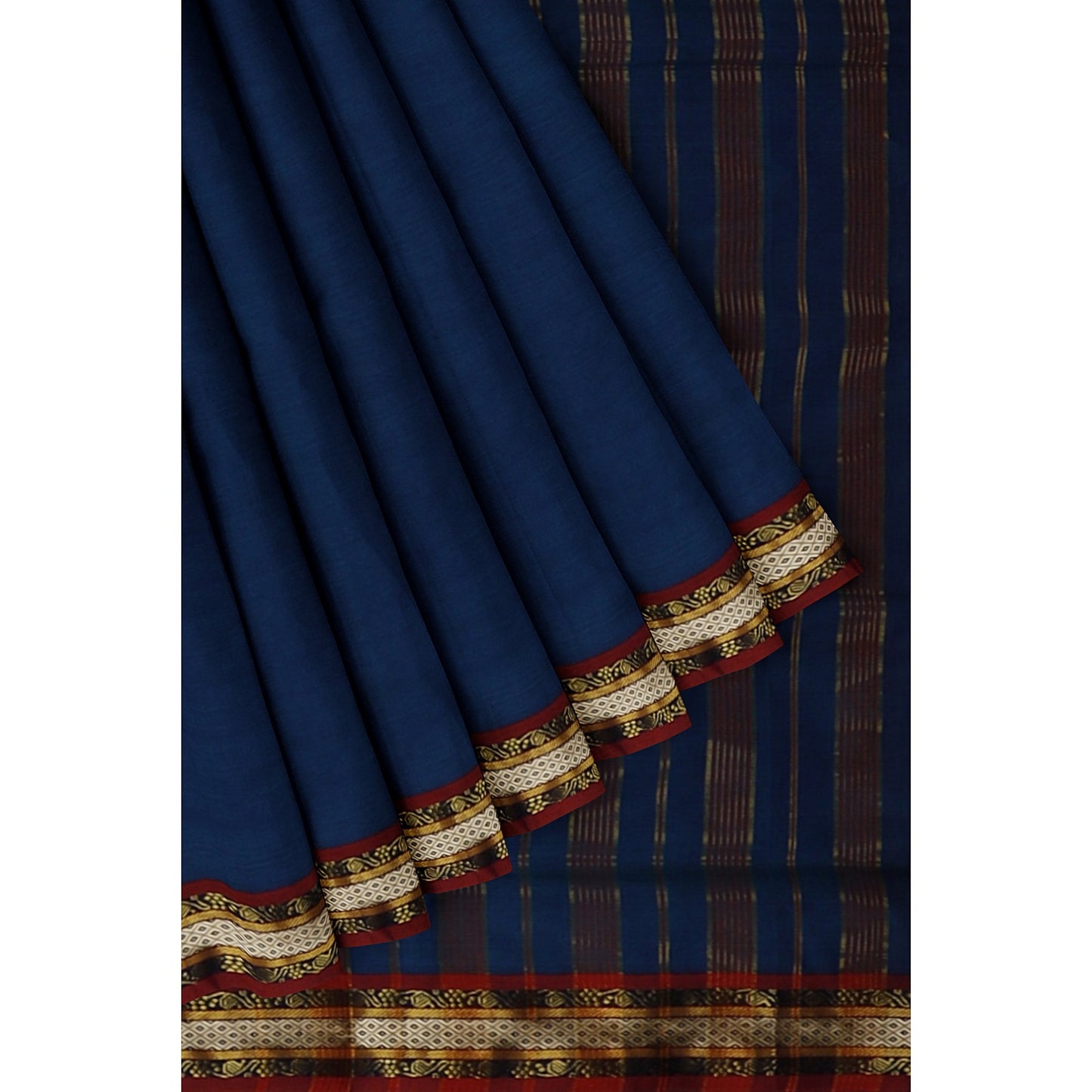 Manikya - Pure Cotton Saree - Teal Blue