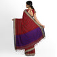 Sitara - Red and Violet Checks Saree freeshipping - Shreni Samudaya