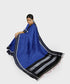 Pure Cotton Handloom Ilkal Saree with Silk Pallu - Blue Checkered Body with Black