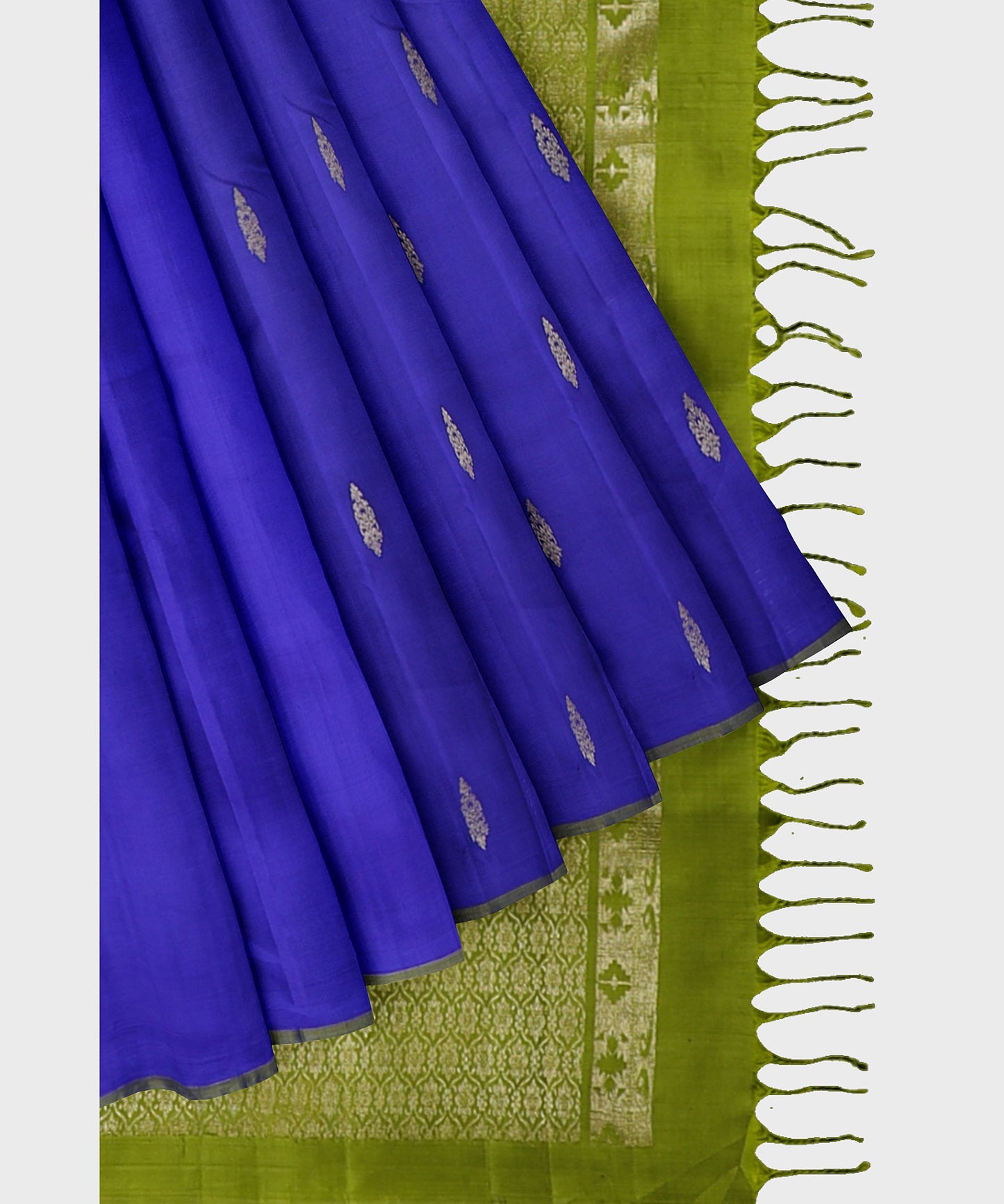 Sahitya - Pure Silk Handloom Saree Without Border - Blue with Green Pallu freeshipping - Shreni Samudaya
