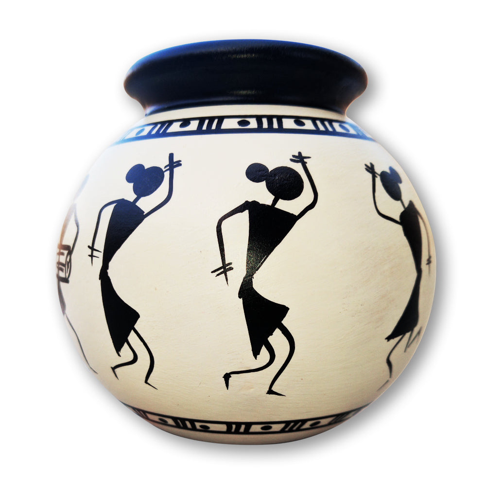 Wooden Pot - Warli design freeshipping - Shreni Samudaya